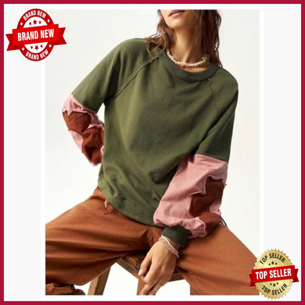 Oversized Floral Patchwork Crewneck Sweatshirt Lo… - image 4